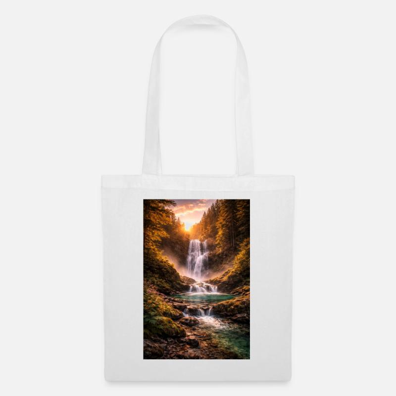 Wasserfall in der Abendsonne - Stoffbeutel - Weiß