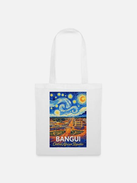 Bangui Cityscape Poster Starry Night - Stoffbeutel - Weiß