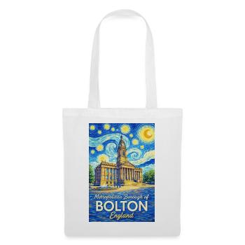 Bolton England Skyline im Spiralenstil - Stoffbeutel - Weiß - Vorne