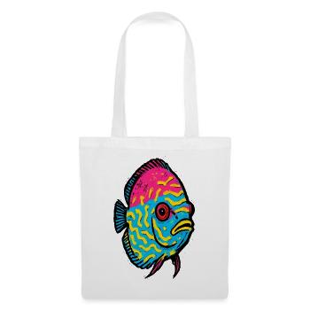 Poisson Discus Pop Art Rose et Jaune Vibrant - Sac en tissu - blanc - Devant