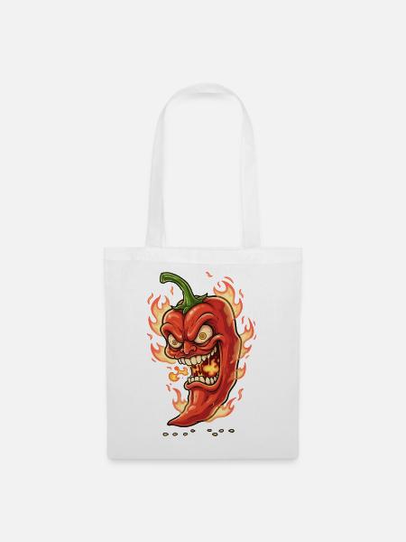 Flammender Chili-Gesicht - Stoffbeutel - Weiß