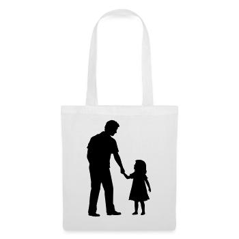 Vater Kind Silhouette Spazieren Familie Papa Liebe - Stoffbeutel - Weiß - Vorne
