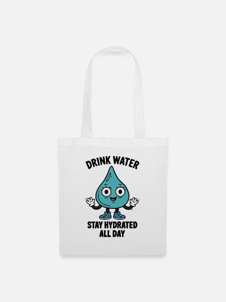 Wassertropfenheld – Trinke Wasser - Stoffbeutel - Weiß