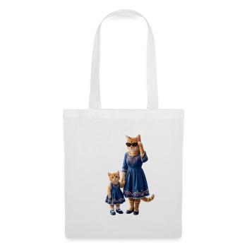 Minettes Story – Ginger Cat Mom & Kitten - Sac en tissu - blanc - Devant