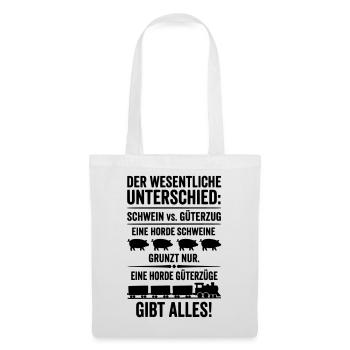 Güterzug VS Schweinehorde - Stoffbeutel - Weiß - Vorne