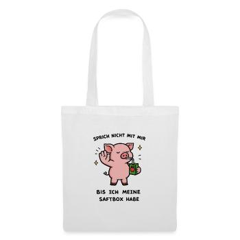 Kawaii Schwein mit Saftbox - Stoffbeutel - Weiß - Vorne