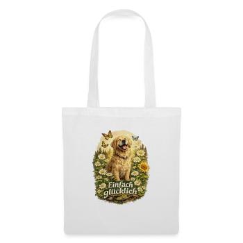 Einfach Glücklich Golden Retriever Blumenwiese - Stoffbeutel - Weiß - Vorne