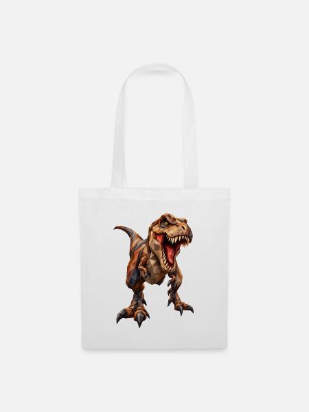 Low Poly Tyrannosaurus - Stoffbeutel - Weiß