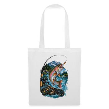 Poissons arc-en-ciel sautent au lac de montagne - Sac en tissu - blanc - Devant