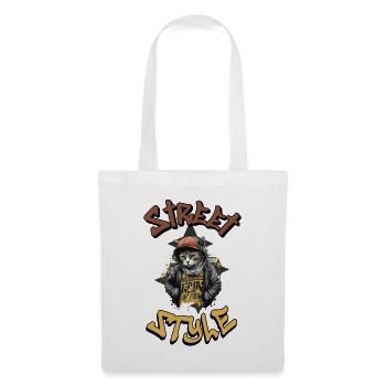 Cat Streetstyle Hip Hop Rap Cool - Tote Bag - white - Front