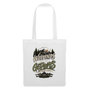 Les week-ends sont pour les escapades – aventures en plein air - Sac en tissu - blanc - Devant