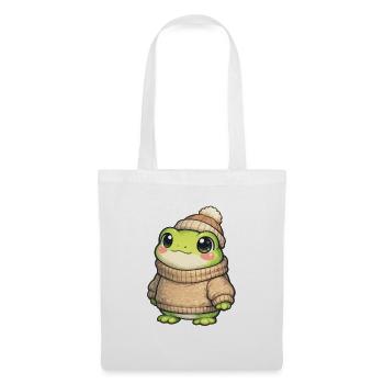 Cuddly frog in winter sweater - Tote Bag - white - Front