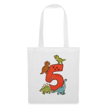 5. Geburtstag Dinosaurier - Stoffbeutel - Weiß - Vorne