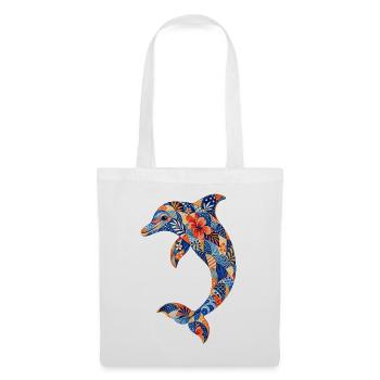 Patchwork dolphin with floral power - Tote Bag - white - Front