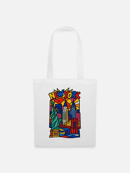 New York Pop Art Skyline - Stoffbeutel - Weiß
