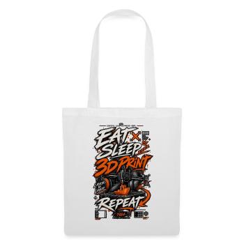 3D Druck Eat Sleep Print Repeat - Stoffbeutel - Weiß - Vorne