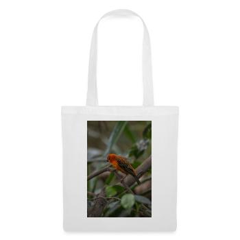 Ein leuchtend orangefarbener tropischer Vogel, der auf einem Baumkleie sitzt - Stoffbeutel - Weiß - Vorne