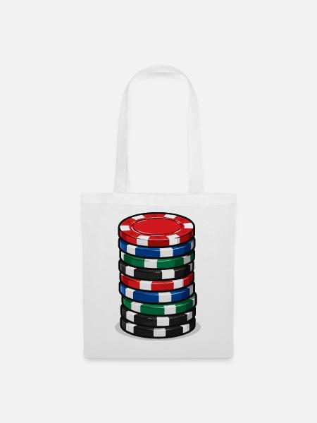 Pokerchip Stack Farbexplosion - Stoffbeutel - Weiß