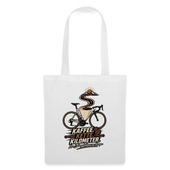 Kaffee Kette Kilometer – Fahrrad Spruch - Stoffbeutel - Weiß - Vorne