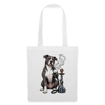 American Staffordshire Terrier mit Shisha - Stoffbeutel - Weiß - Vorne
