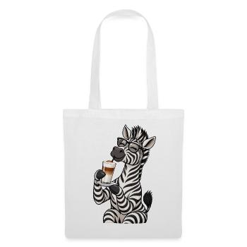 Zebra mit Latte Macchiato - Stoffbeutel - Weiß - Vorne