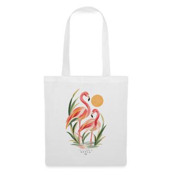Flamingos unter Palmen und der Sonne – Die Natur der Gnade - Stoffbeutel - Weiß - Vorne