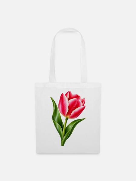 Rosa Tulpenblüte - Stoffbeutel - Weiß