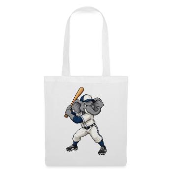 Elefant beim Baseball - Stoffbeutel - Weiß - Vorne