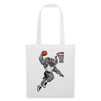 Elefant beim Basketball Slam Dunk - Stoffbeutel - Weiß - Vorne