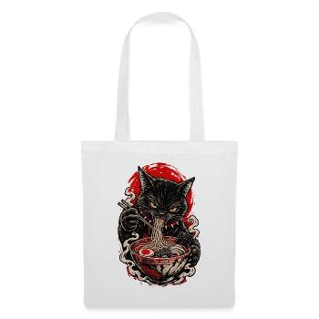 Brennende Ramen-Katze - Stoffbeutel - Weiß - Vorne
