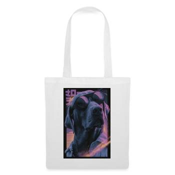 Neon-Vaporwave Hund - Stoffbeutel - Weiß - Vorne