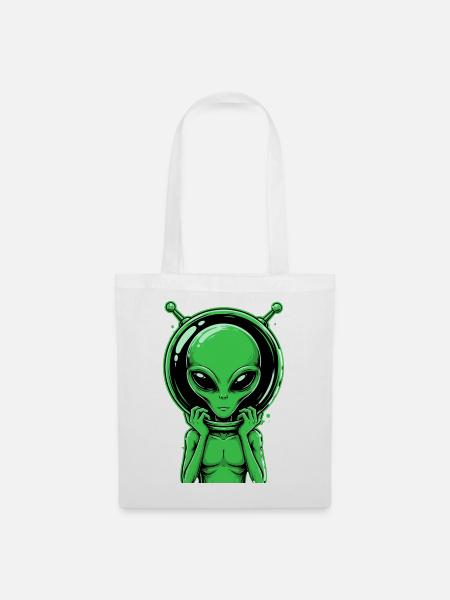 Grüner Alien Außerirdischer Science Fiction - Stoffbeutel - Weiß