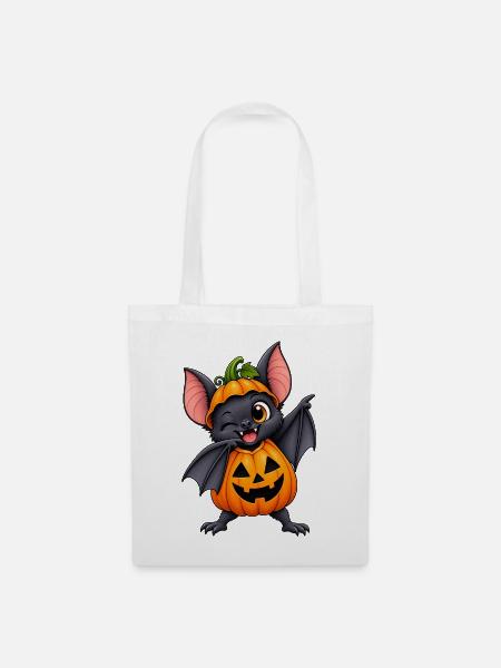 Kürbisbat Halloween Charm - Stoffbeutel - Weiß