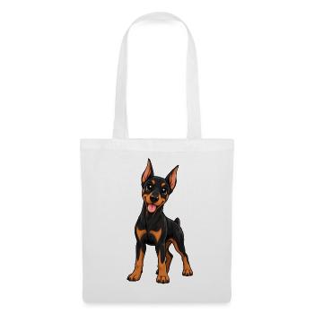 Dobermann Kawaii Style – Süßer eleganter Hund - Stoffbeutel - Weiß - Vorne
