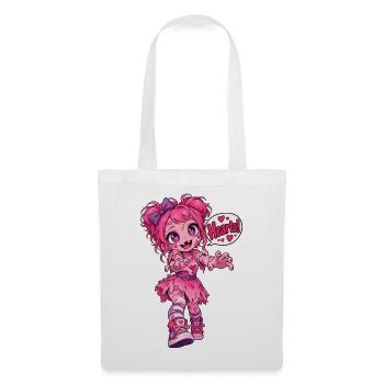 Kawaii Pink Zombie – Herzen! - Stoffbeutel - Weiß - Vorne