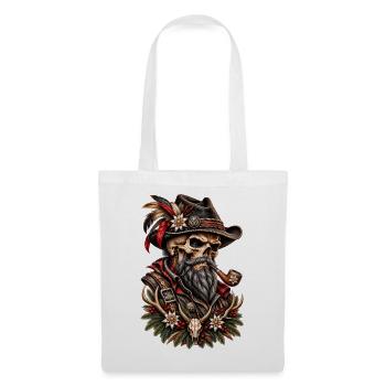 Alpine Outlaw – Wilder Skull mit Pfeife - Stoffbeutel - Weiß - Vorne