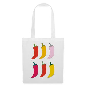 Farbenfrohe Chili Popart - Stoffbeutel - Weiß - Vorne