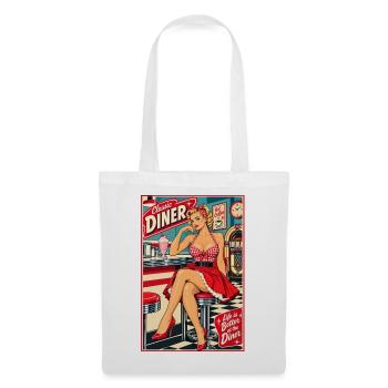 Rockabilly Pin Up: Life is Better at the Diner - Stoffbeutel - Weiß - Vorne