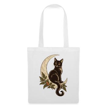 Katze im Herbstmond - Stoffbeutel - Weiß - Vorne