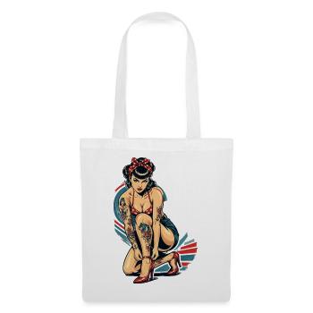 Old School Pin-Up: Rockabilly Tattoo Design - Stoffbeutel - Weiß - Vorne