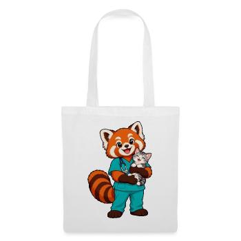 Tierarzt Red Panda hält ein Kätzchen - Stoffbeutel - Weiß - Vorne