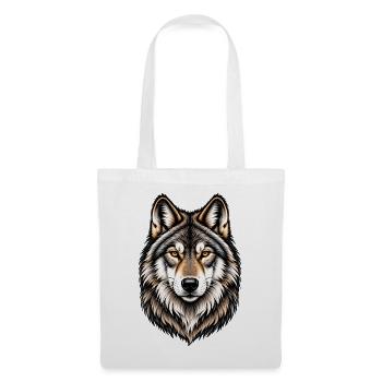 Majestätisches Wolfsporträt – Wilde Natur - Stoffbeutel - Weiß - Vorne