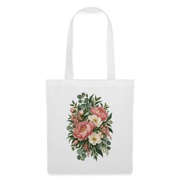 Rosé Weiße Blütenbouquet - Stoffbeutel - Weiß - Vorne