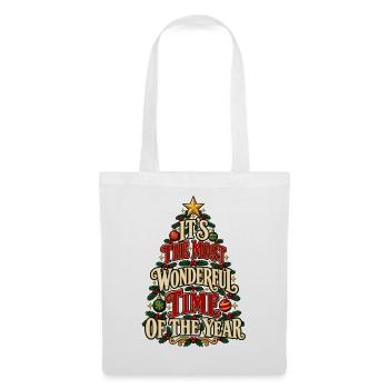 Die schönste Zeit des Jahres – Weihnachtsbaum - Stoffbeutel - Weiß - Vorne