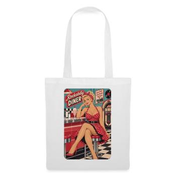 50s Rockabilly Diner: Blondes Pin-Up Girl - Stoffbeutel - Weiß - Vorne