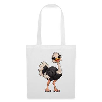 Vogelstrauß Kawaii Style – Süßer Laufvogel - Stoffbeutel - Weiß - Vorne
