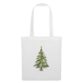 Eleganter Weihnachtsbaum mit goldenen Ornamenten - Stoffbeutel - Weiß - Vorne