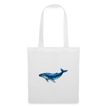 Aquarelle de la baleine d’eau bleue - Sac en tissu - blanc - Devant