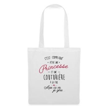 princesse et couturière - Sac en tissu - blanc - Devant