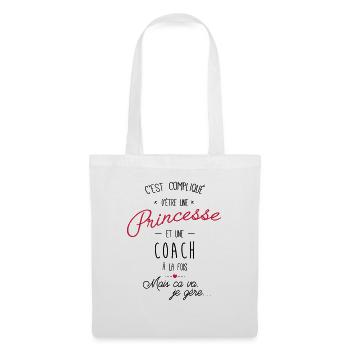 Princesse et coach - Sac en tissu - blanc - Devant
